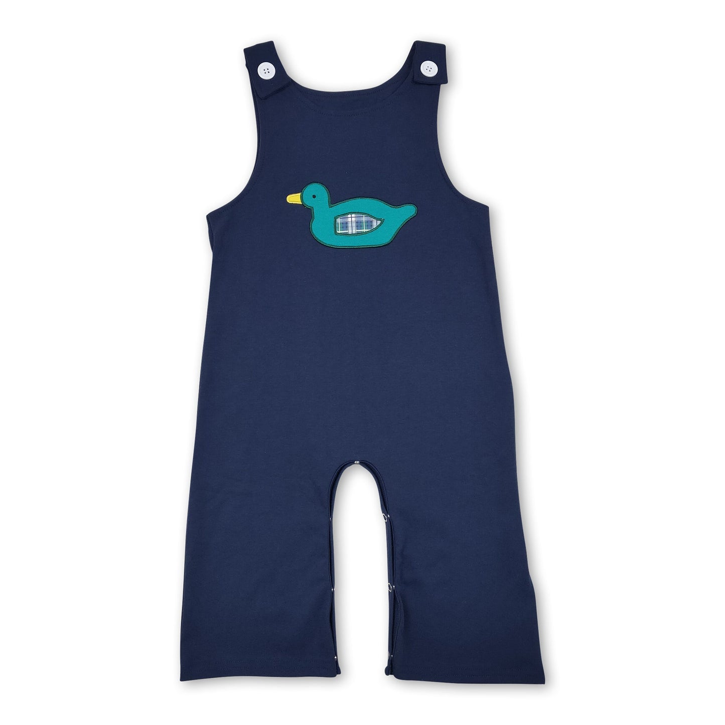 Ärmelloser marineblauer Strampler für Babys (Jungen) mit Entenmotiv