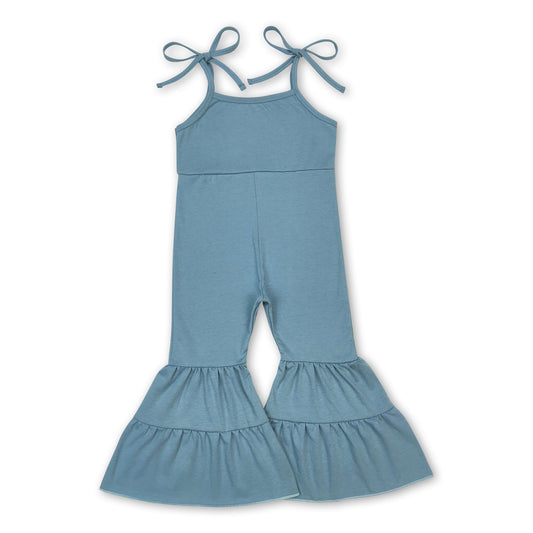 Strampler aus blauem Baumwoll-Denim für kleine Mädchen mit Schlaghose