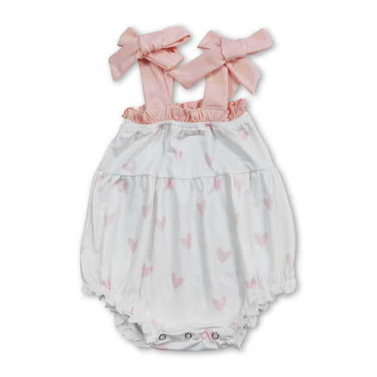 Strampler für Baby-Mädchen mit Hosenträgern, rosa Herzen, für Valentinstag
