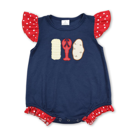 Baby-Mädchen-Strampler mit Rüschenärmeln, Flusskrebs- und Mais-Print
