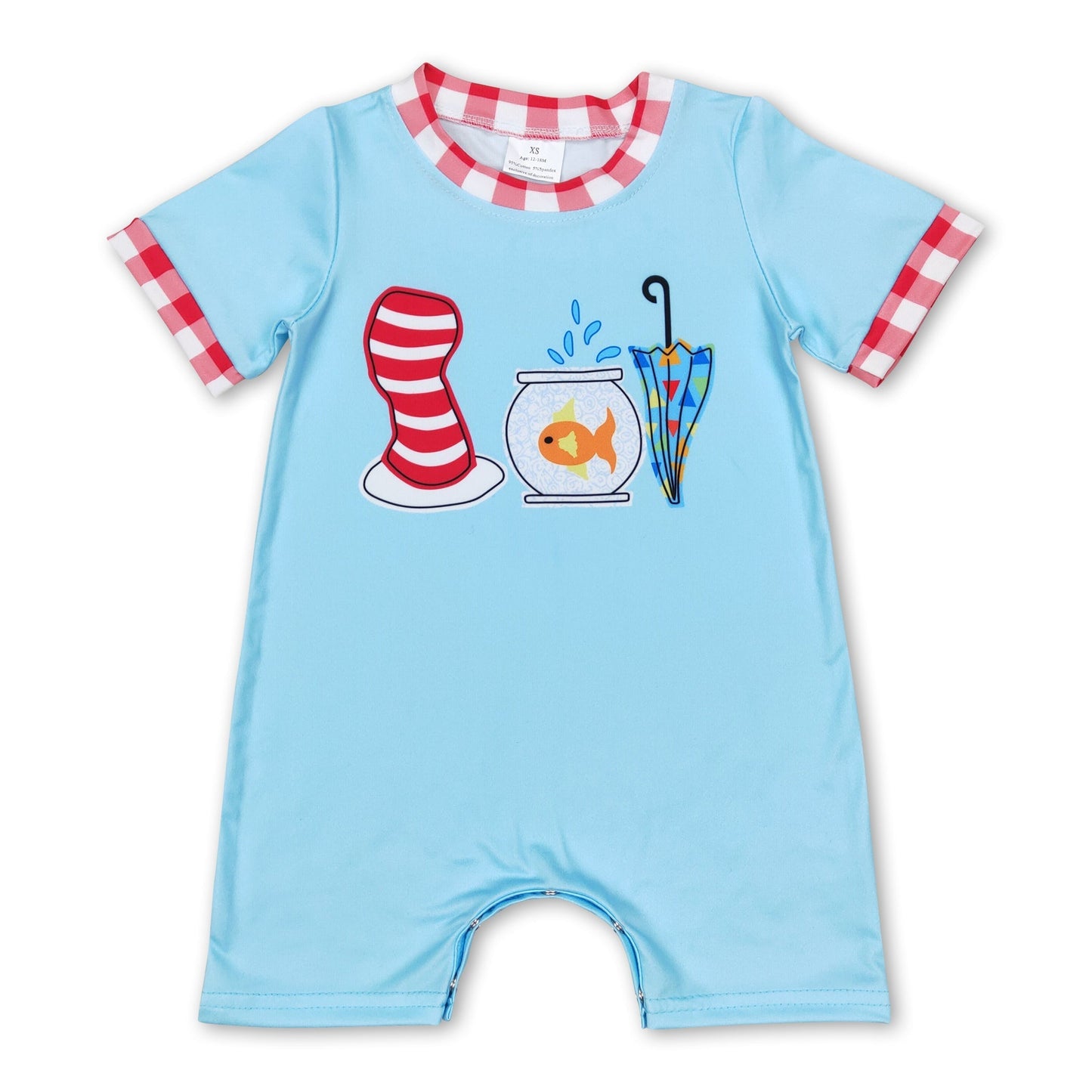 Kurzarm Strampler für Baby Jungen mit Katzenmütze und Fischmotiv