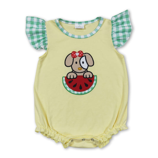 Flutterärmel Hunde Wassermelone Baby Mädchen Sommer Strampler
