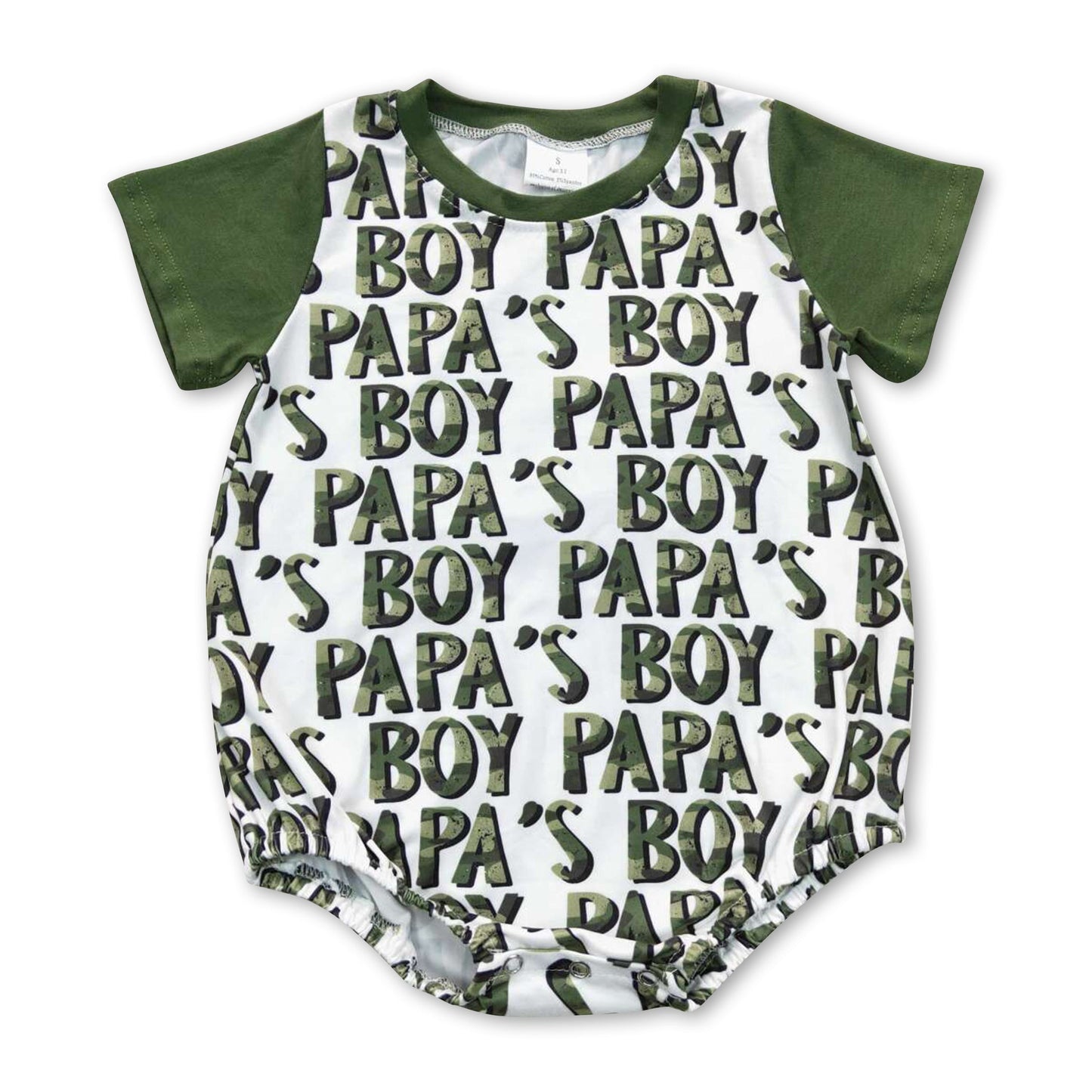 Kurzarm Camouflage Papa's Boy Baby-Strampler in Oliv