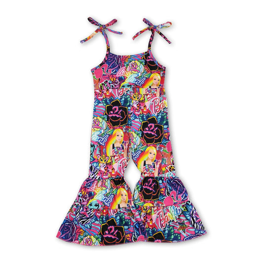 Bunter Tiger-Leoparden-Party-Jumpsuit für Mädchen mit Hosenträgern