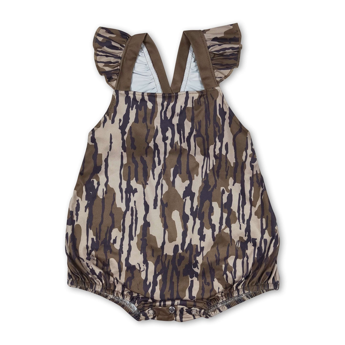 Strampler für Baby-Mädchen, Sommer, olivfarben, Camouflage, mit Rüschen