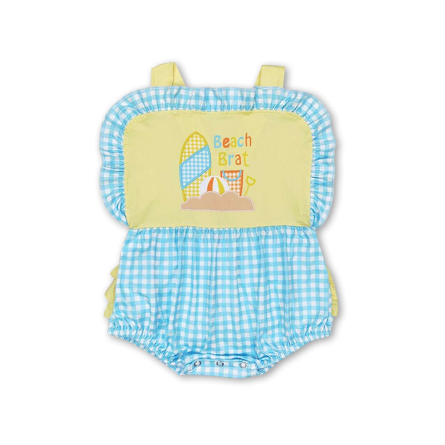 Ärmelloser Strand-Karo-Strampler für Baby-Mädchen, Sommer