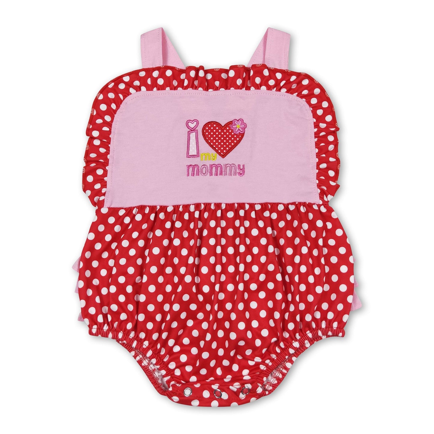 Ich liebe meinen Strampler für Baby-Mädchen mit Mama-Herz und Tupfen