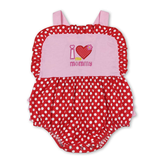 Ich liebe meinen Strampler für Baby-Mädchen mit Mama-Herz und Tupfen