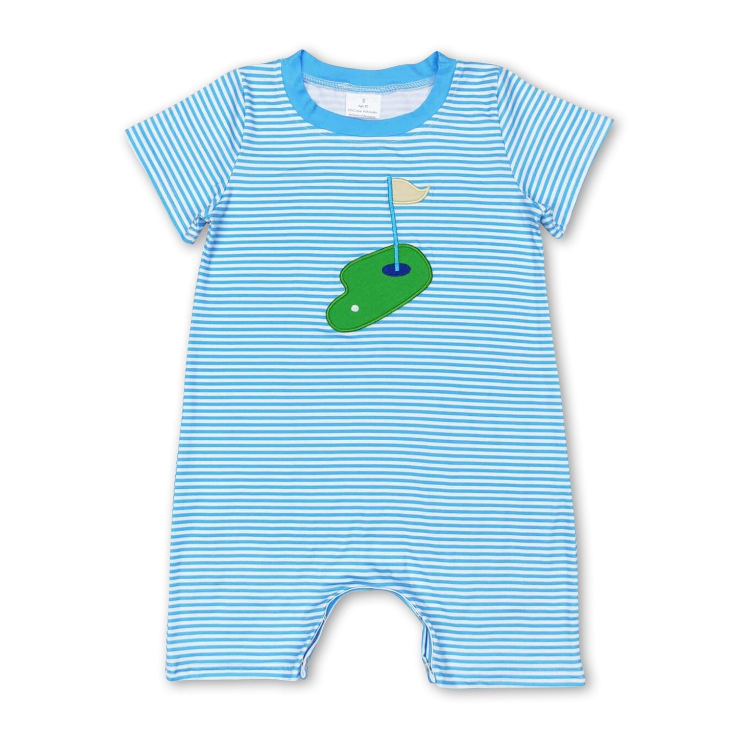 Kurzarm gestreifter Golf-Baby-Jungen-Sommerstrampler