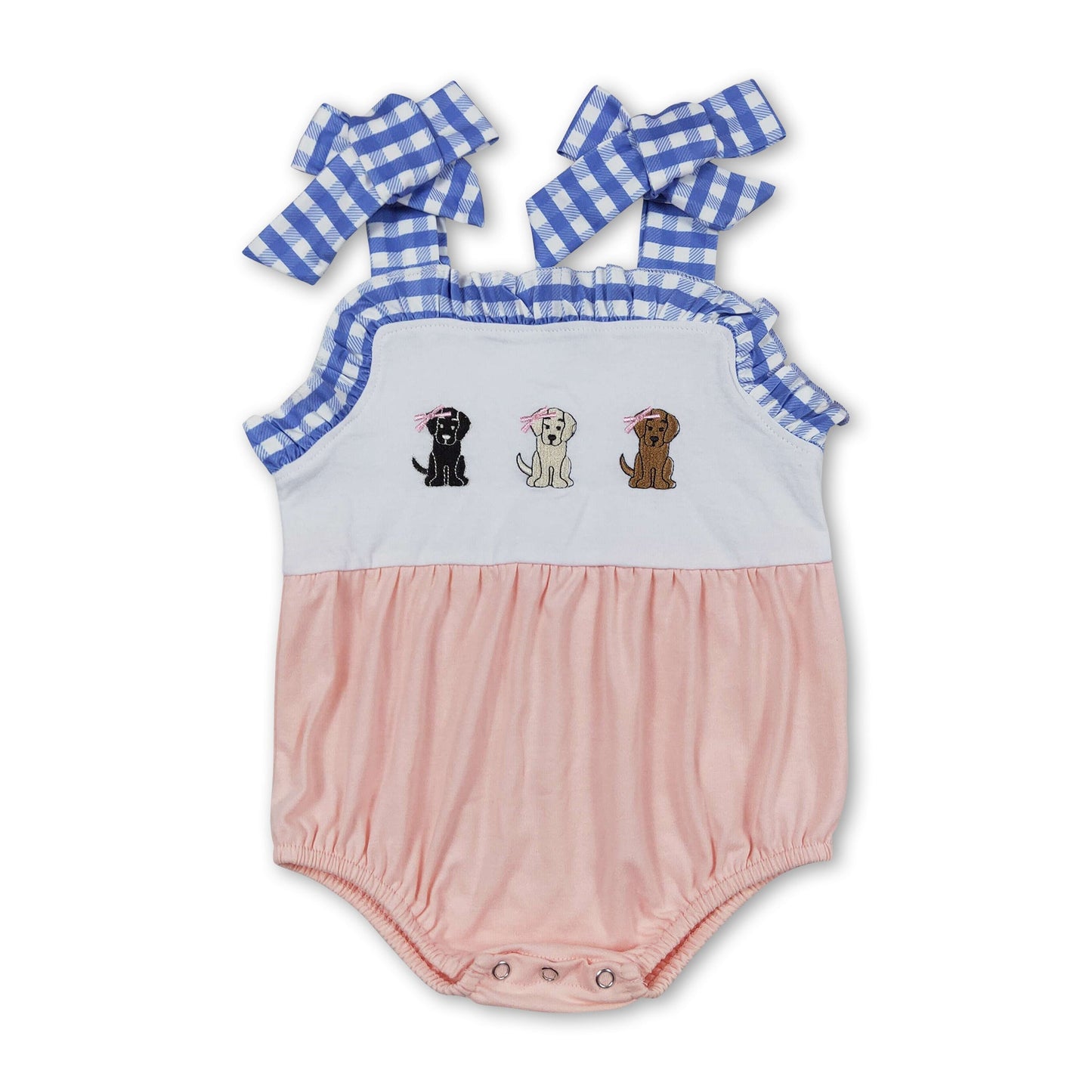 Rosa karierter Strampler für Baby-Mädchen mit Trägern