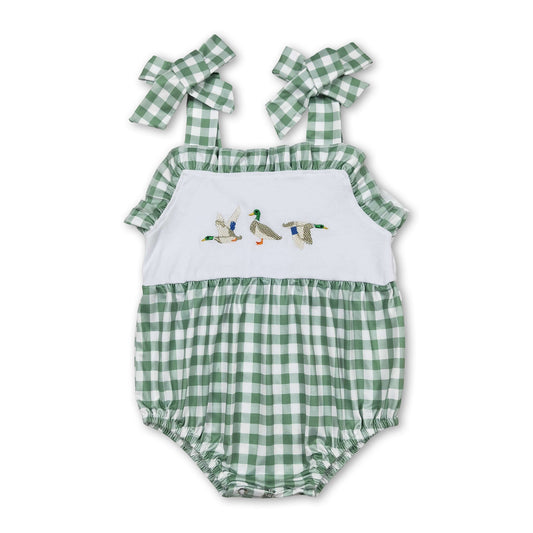 Grüner karierter Strampler für Baby-Mädchen, Sommer-Strampler