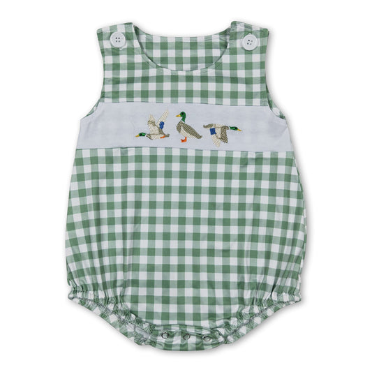 Grün karierter ärmelloser Enten-Strampler für Baby-Jungen für den Sommer