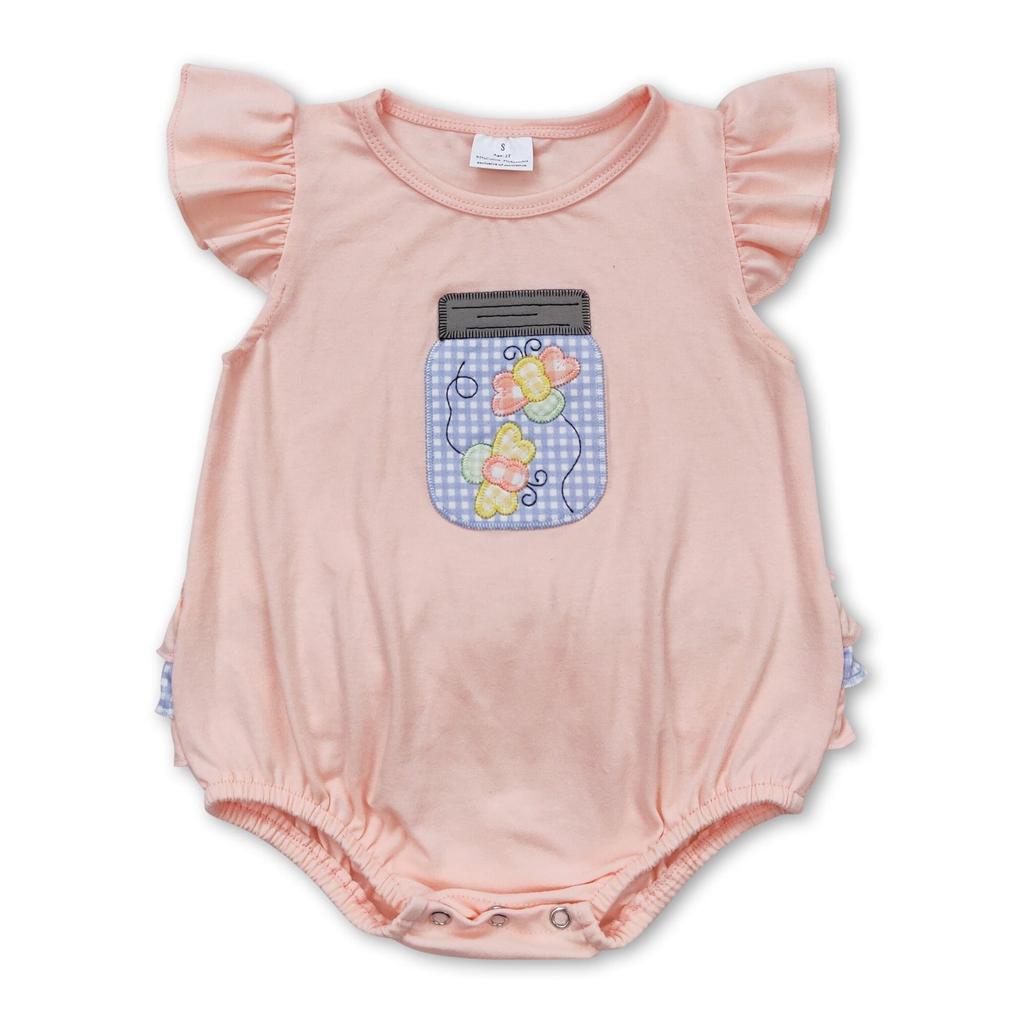 Flutterärmel Bienen Plaid Rüschen Strampler für Baby Mädchen