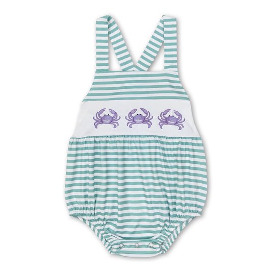 Gestreifter ärmelloser Strampler für Baby-Mädchen mit Krabbe für den Sommer