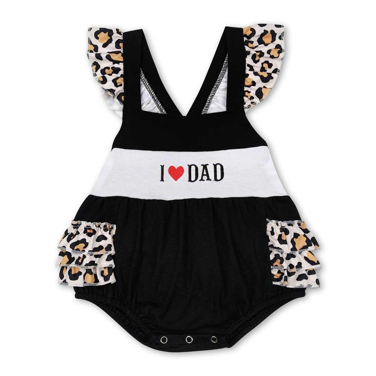 Ich liebe den Strampler „DAD Black Leopard“ für kleine Mädchen zum Vatertag