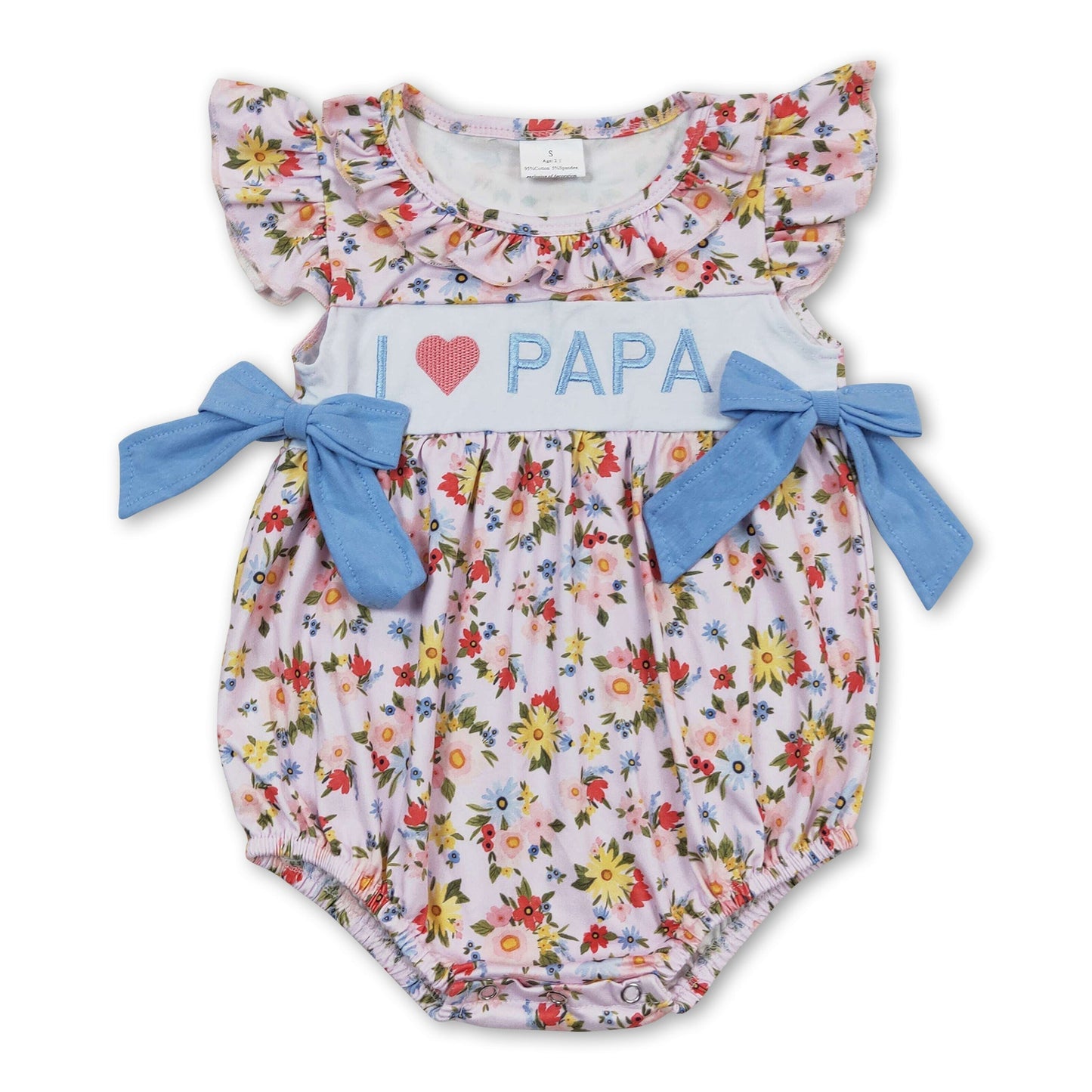 Strampler mit Rüschenärmeln, "PAPA I love" mit Blumenmuster