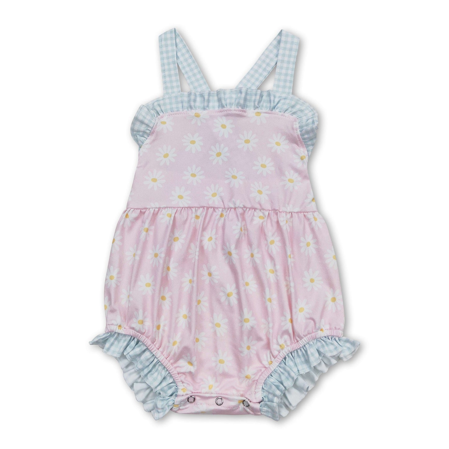 Karo-Träger Gänseblümchen Baby-Mädchen Sommer Strampler