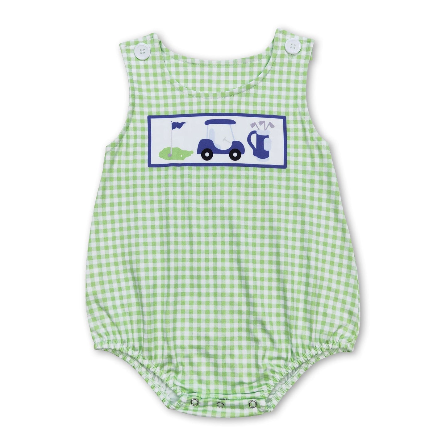 Grün karierter ärmelloser Golf-Strampler für Baby-Jungen im Sommer