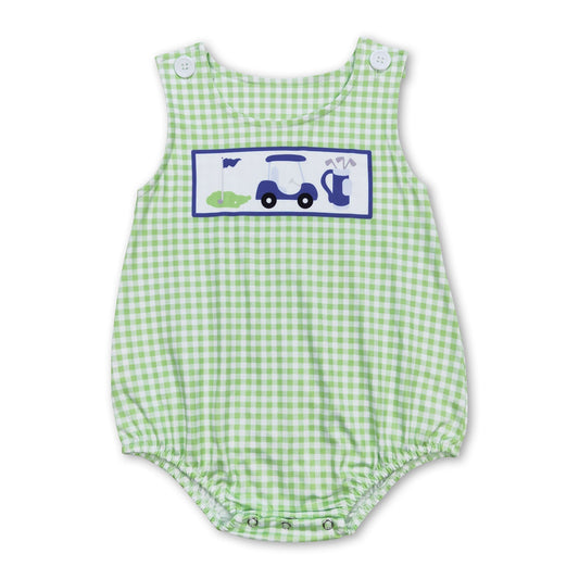 Grün karierter ärmelloser Golf-Strampler für Baby-Jungen im Sommer
