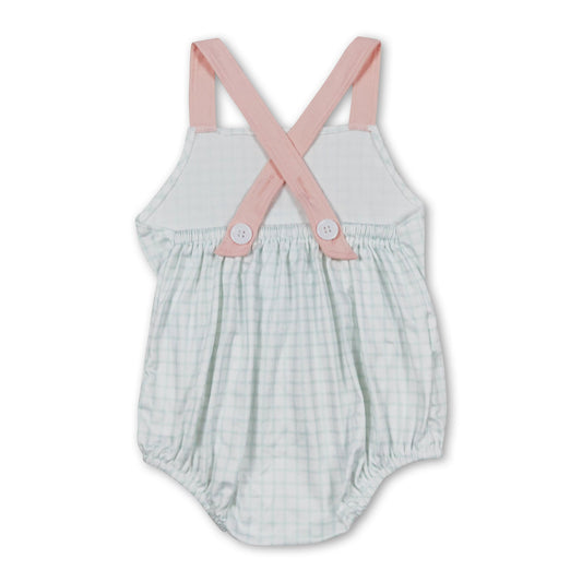 Grüner karierter Strampler mit Tasche für Babys und Kinder