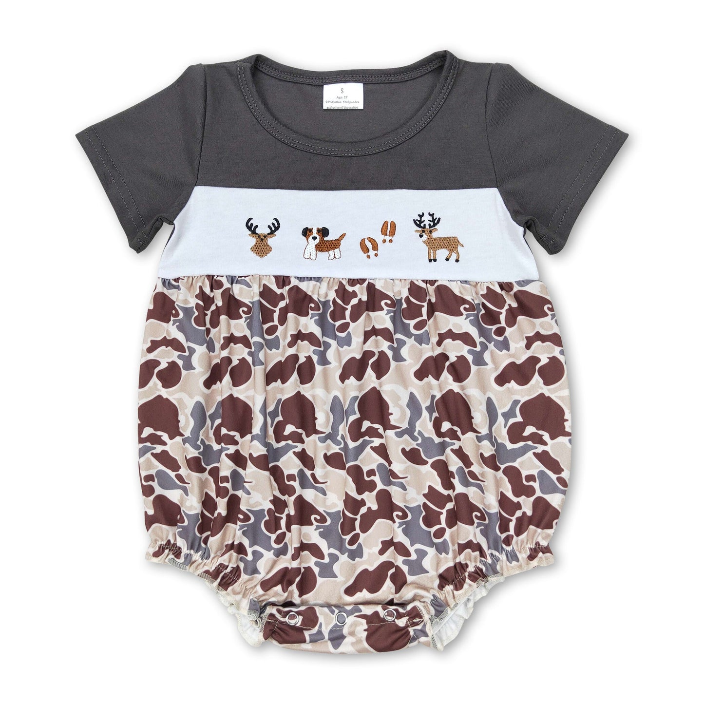 Kurzarm Hirsch Hund Camo Baby Mädchen Strampler