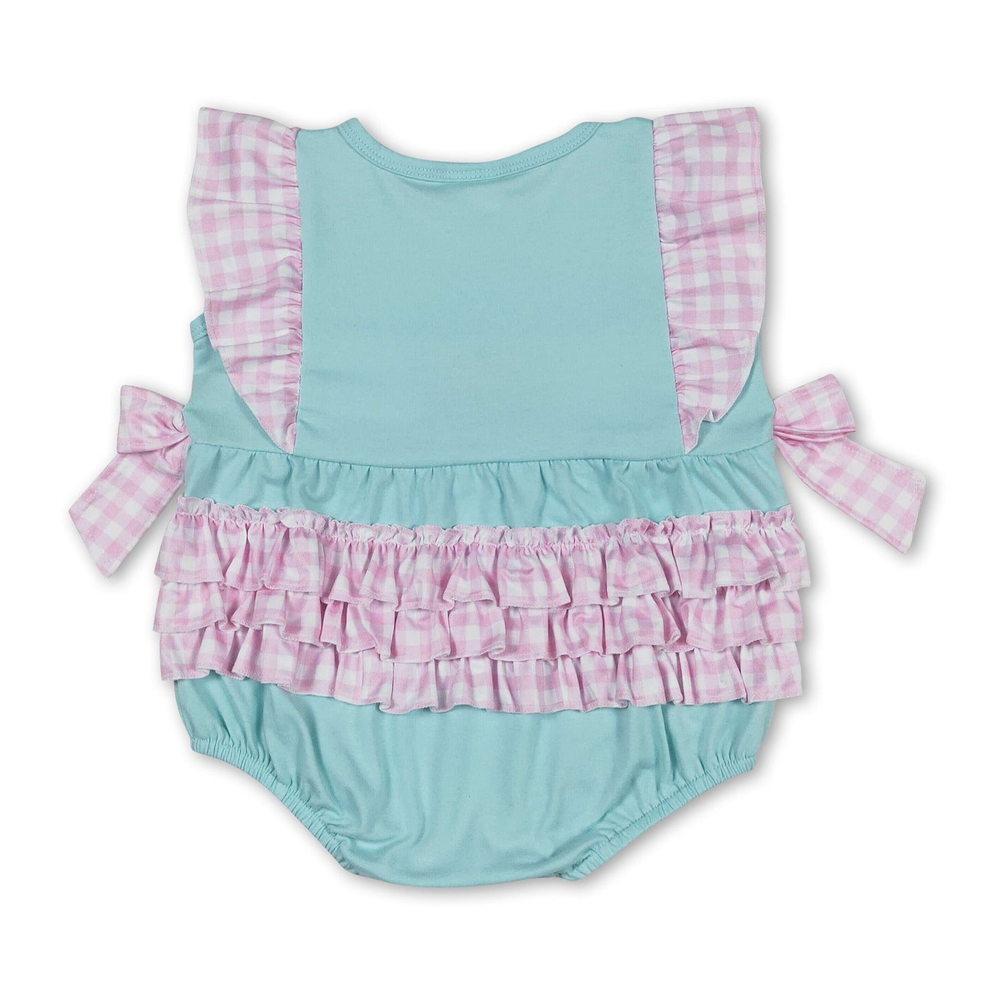 Rosa karierter Rüschen-Eis-Strampler für Baby-Mädchen, Sommer