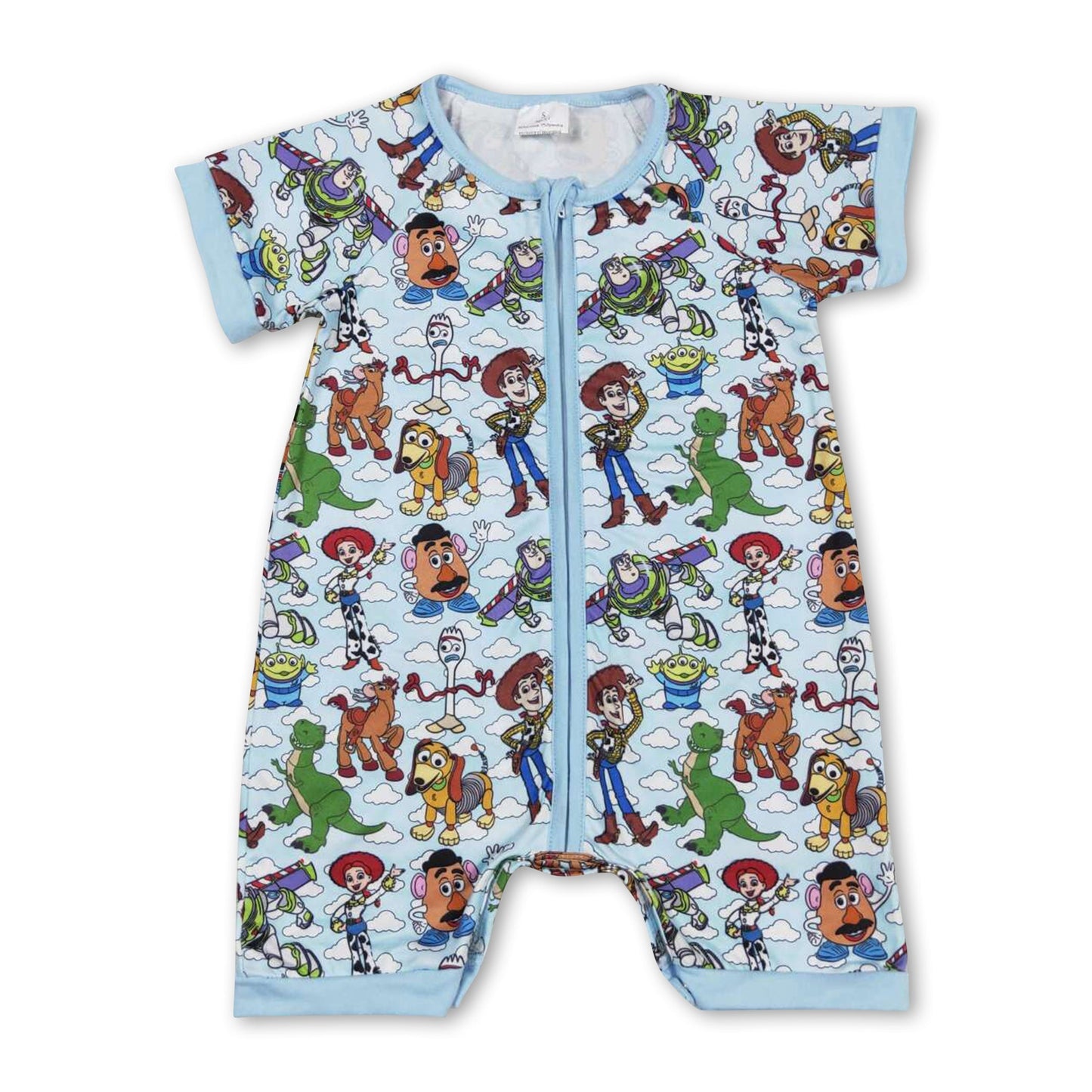 Kurzarm Strampler mit Reißverschluss für Babys und Kinder mit Spielzeughund-Motiv