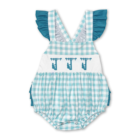 Träger Rüschen Karo Strampler Sommer Baby Mädchen