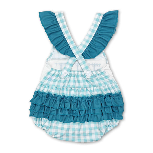 Träger Rüschen Karo Strampler Sommer Baby Mädchen