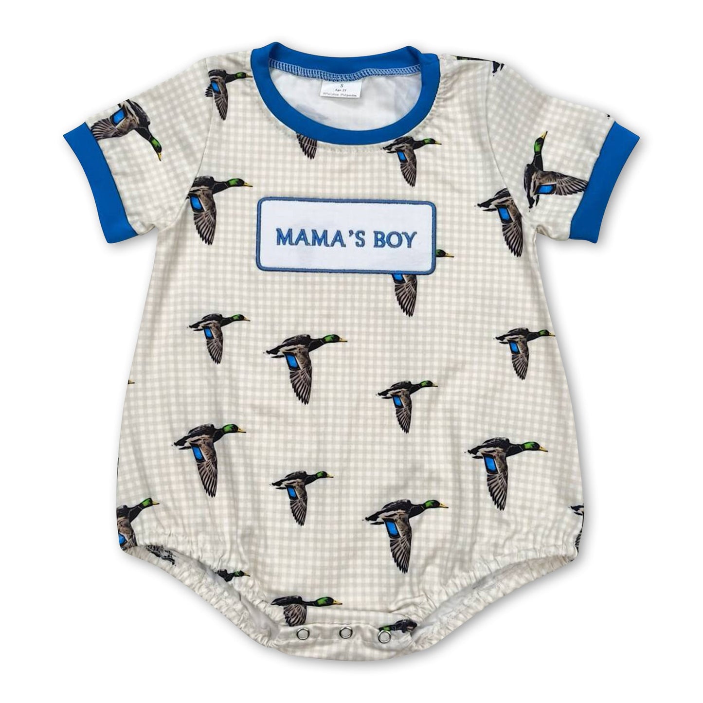 Kurzarm-Plaid Mama's Boy Ente Baby Strampler