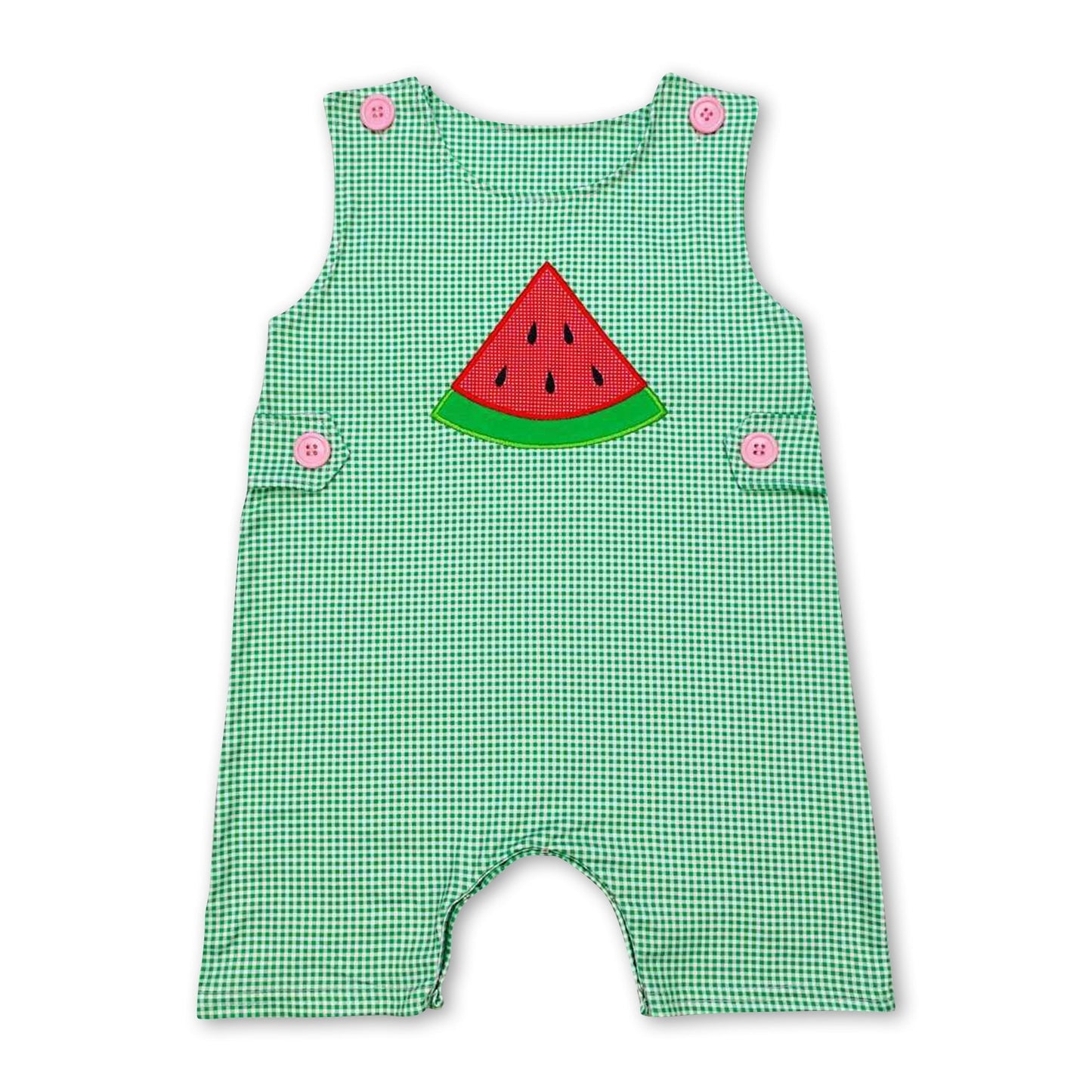 Ärmelloser Baby-Strampler für Jungen mit Melonen-Karos für den Sommer