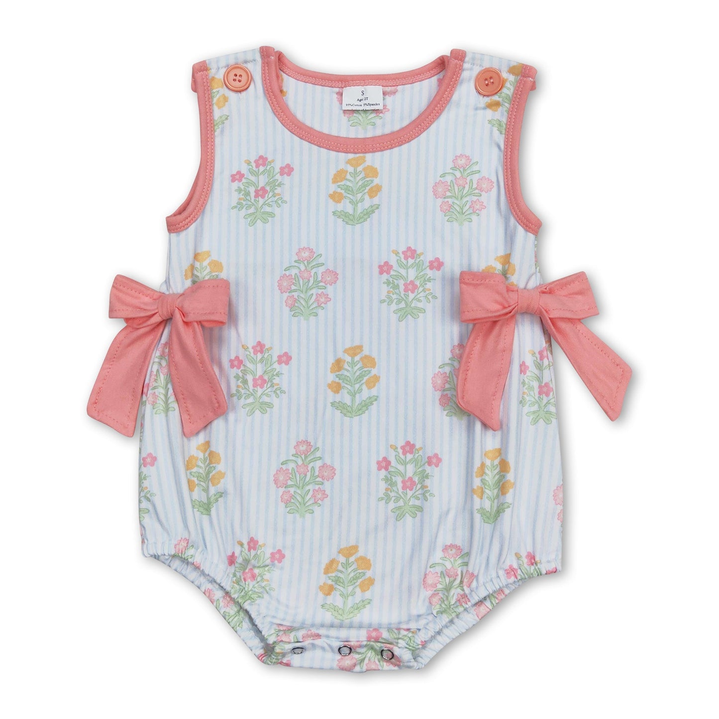 Ärmelloser gestreifter Blumen-Strampler für Baby-Mädchen im Frühling