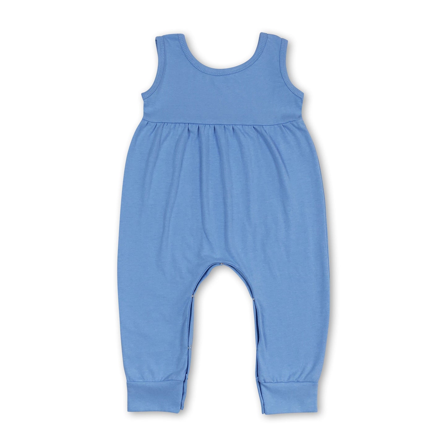 Ärmelloser blauer Baby-Sommerstrampler aus Baumwolle