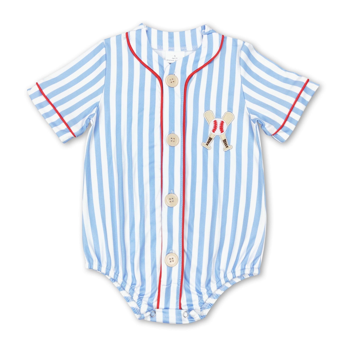 Kurzarm gestreifter Baseball Baby-Strampler