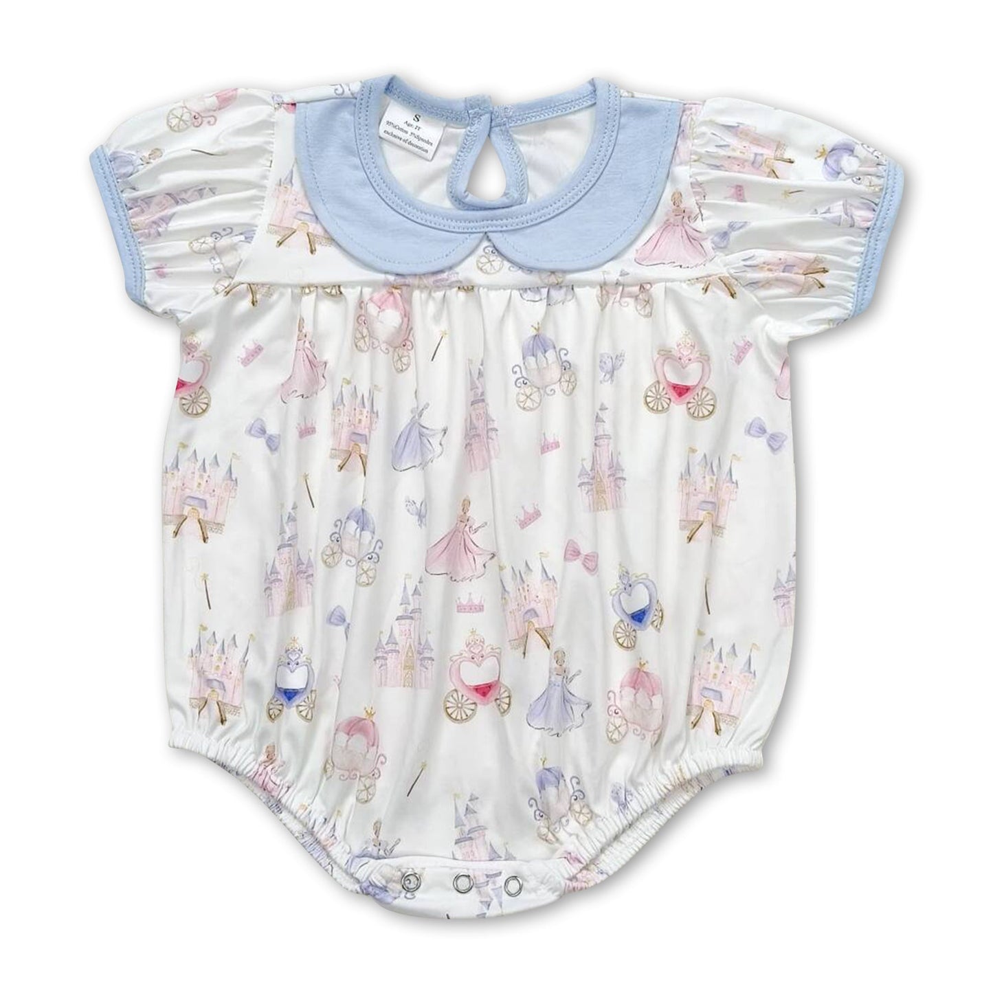 Kurzarm-Strampler mit Kutsche und Prinzessin für Baby-Mädchen