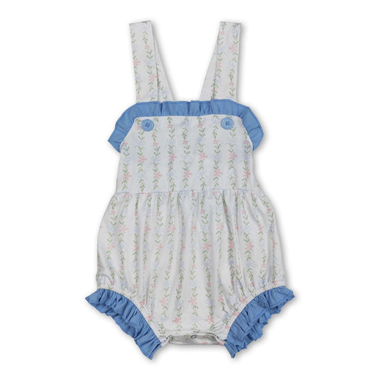 Trägerloser hellblauer Overall mit Blumenmuster für Baby-Mädchen