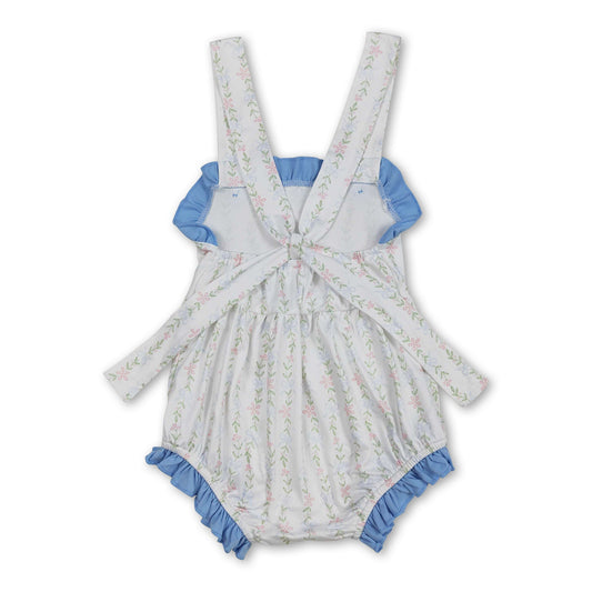 Trägerloser hellblauer Overall mit Blumenmuster für Baby-Mädchen
