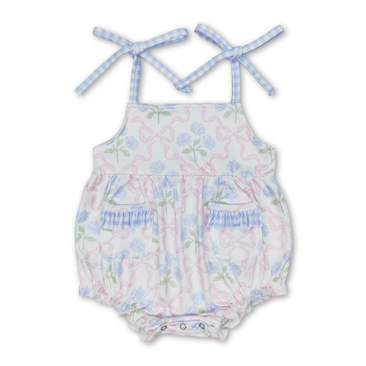 Trägerloser hellblauer Overall mit Blumenmuster für Baby-Mädchen