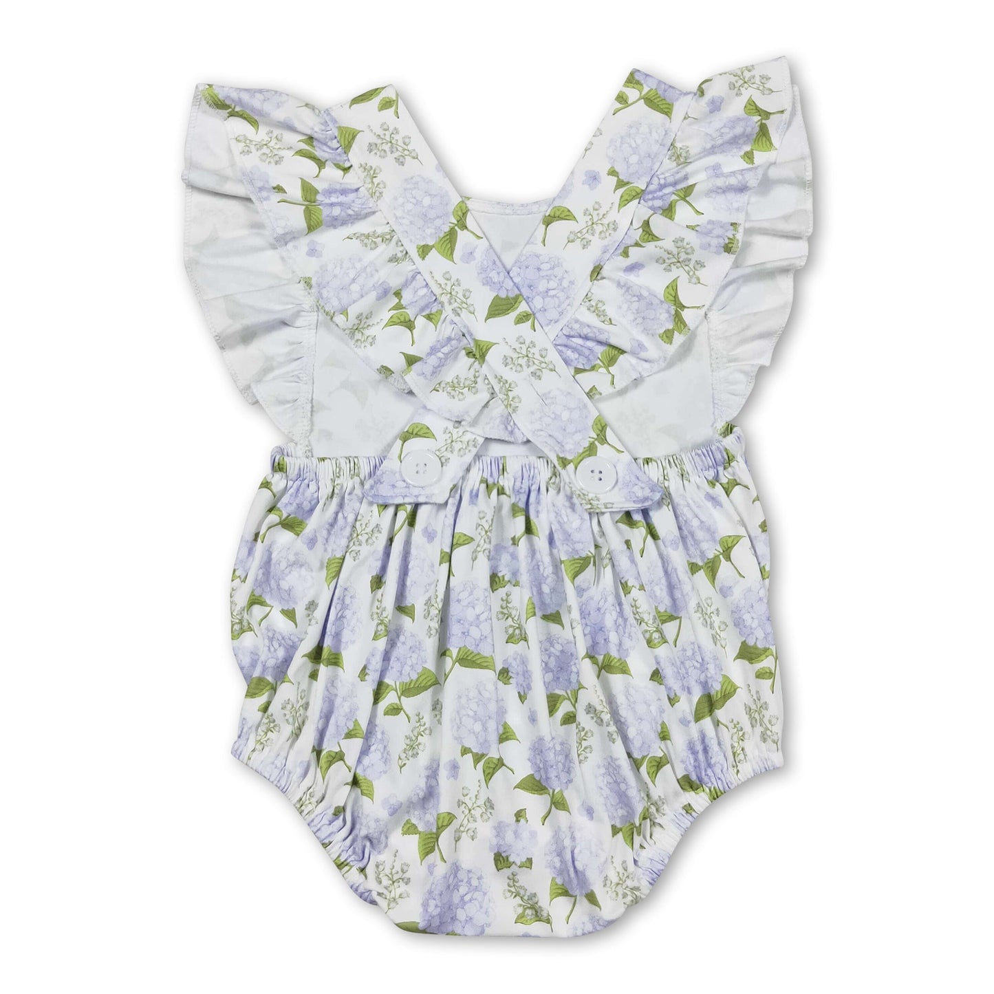 Strampler für Baby-Mädchen, Frühlings- und Sommerstrampler mit Blütenmuster und Volantärmeln
