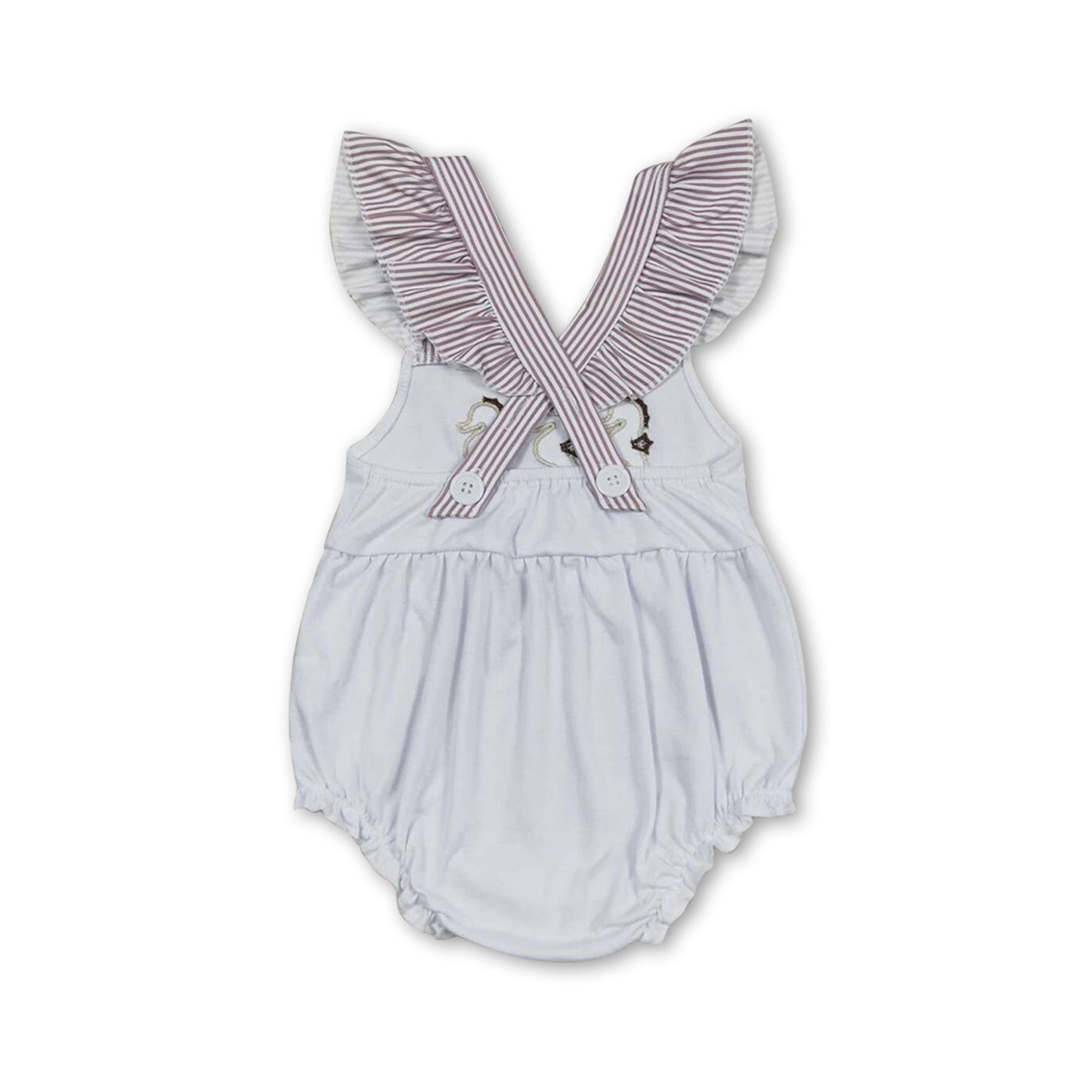Strampler für Baby-Mädchen, Sommerstrampler, Seepferdchen-Motiv, mit Flügelärmeln