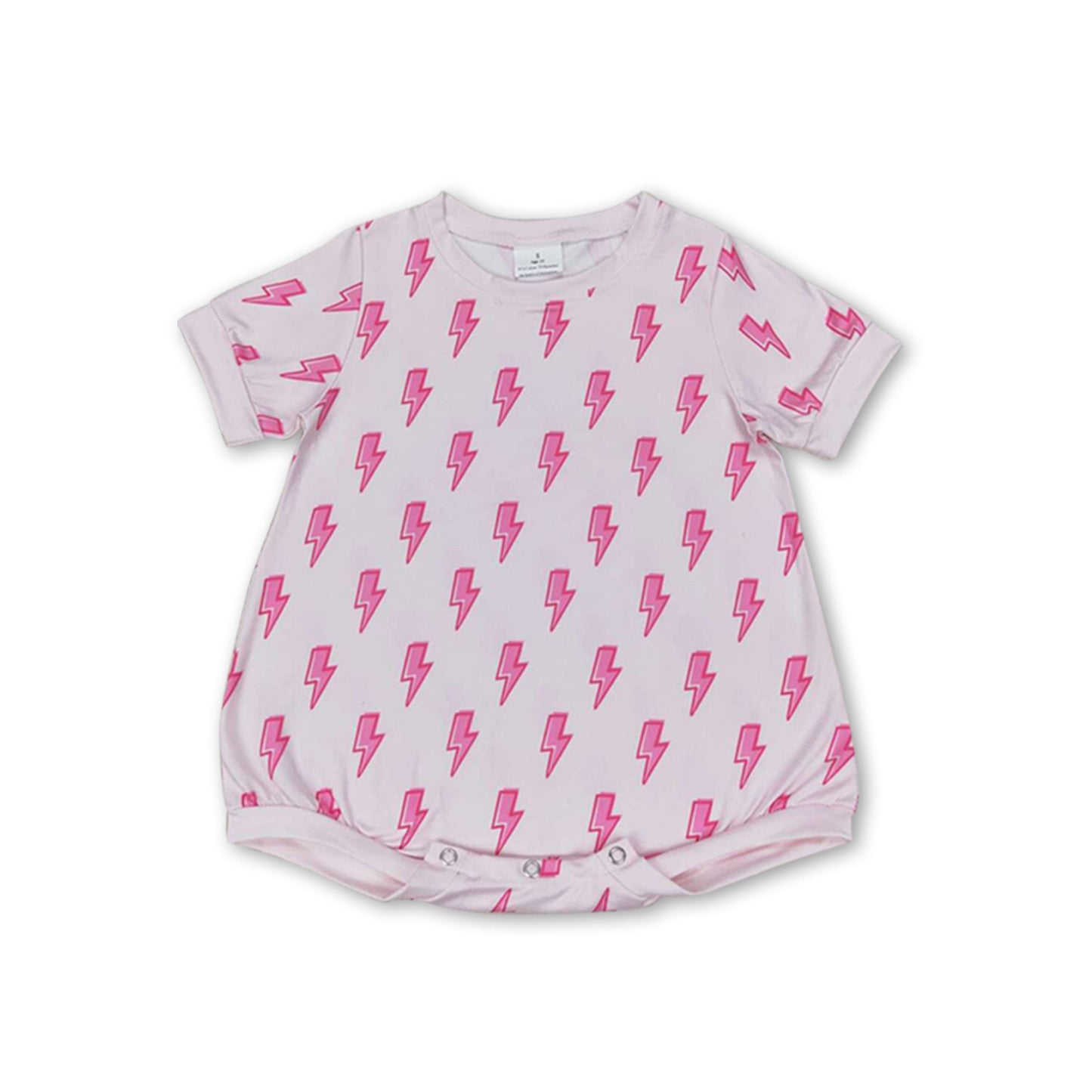 Kurzärmeliger Baby-Mädchen-Strampler mit pinkem Blitz-Print