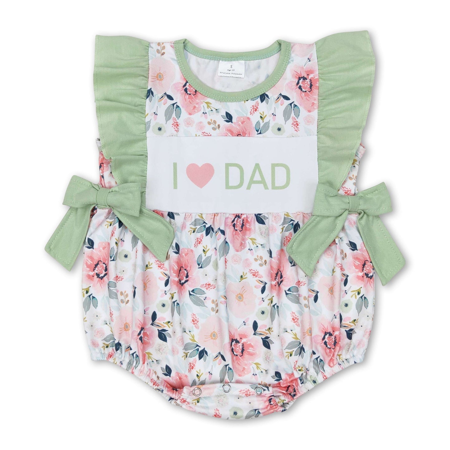 Ich liebe Papa-Minze-Blumen-Baby-Mädchen-Vatertags-Strampler