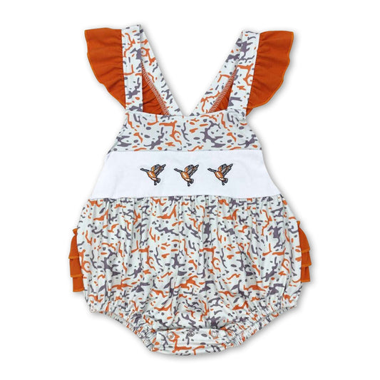 Strampler für Baby Mädchen, Enten-Tarnmuster, Rüschen, Flügelärmel