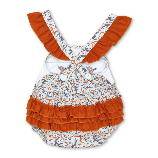 Strampler für Baby Mädchen, Enten-Tarnmuster, Rüschen, Flügelärmel