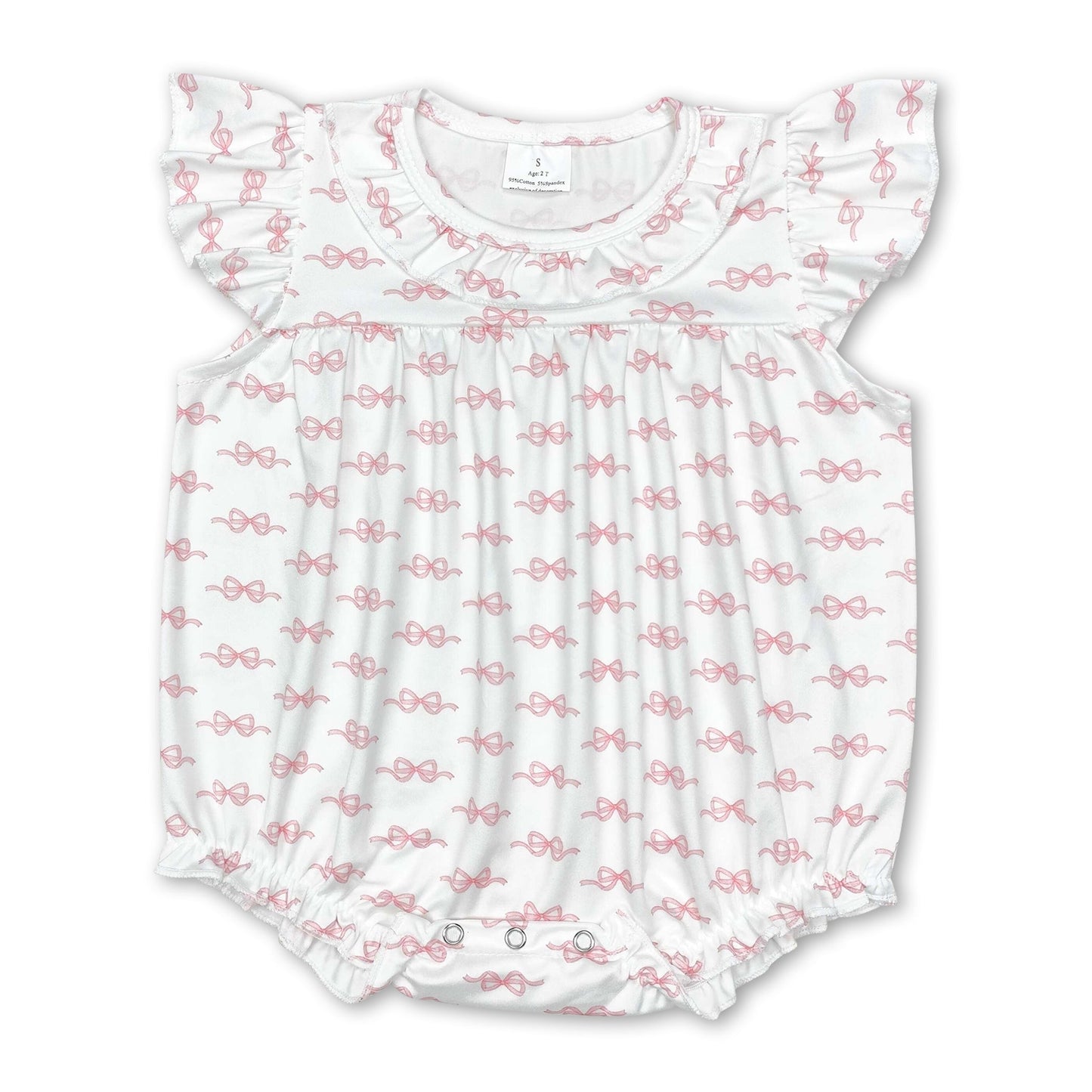 Strampler für Baby-Mädchen mit rosa Schleife und Flügelärmeln