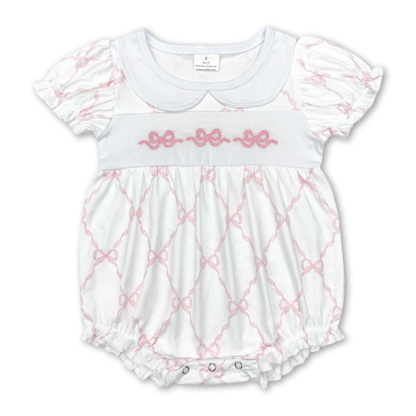 Rosa Schleife Kurzarm Strampler für Baby-Mädchen