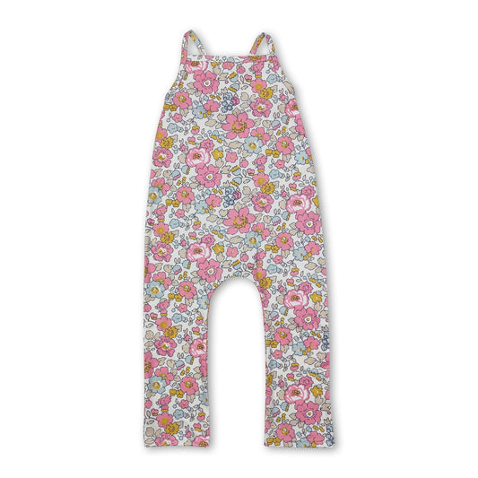 Träger-Strampler für Baby-Mädchen, rosa, gelb, Blumenmuster