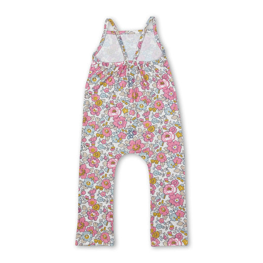 Träger-Strampler für Baby-Mädchen, rosa, gelb, Blumenmuster