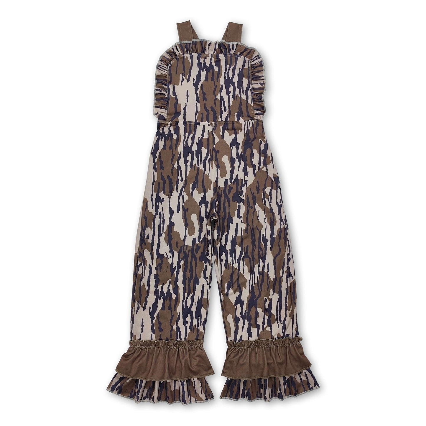 Jagdlatzhose für kleine Mädchen mit Rüschenträgern und Camouflage-Muster