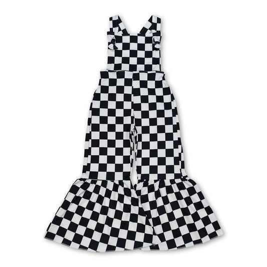 Black straps kids girls bell bottoms jumpsuit